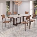 Ver imagem 1 de Conjunto Sala de Jantar Mesa 160x90cm Base Pérola Tampo Mdf Laca com Vidro Florença