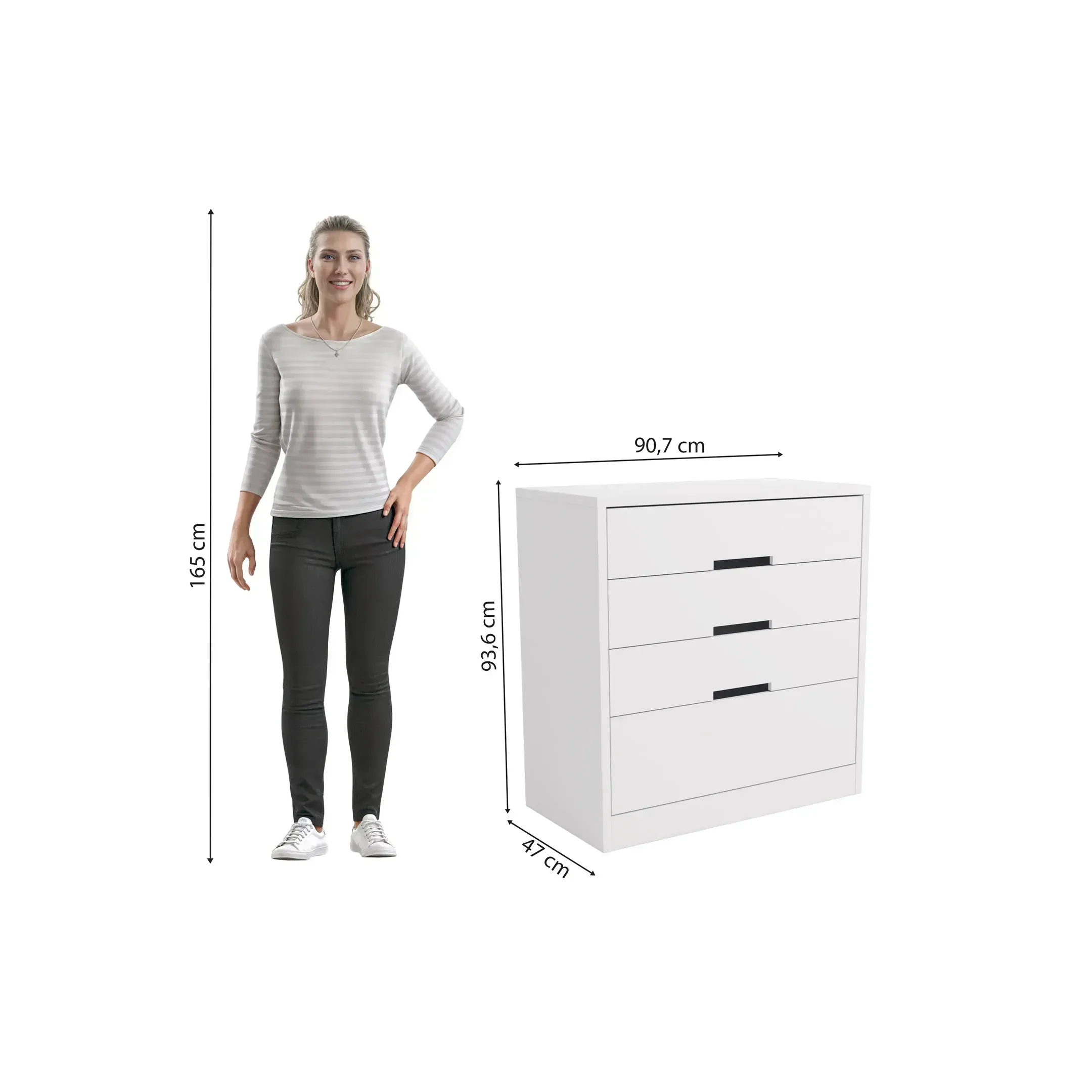 Ver mais imagens de Cômoda para Quarto 4 Gavetas 94x91cm Gold Branco