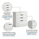 Ver imagem 5 de Cômoda para Quarto 4 Gavetas 94x91cm Gold Branco