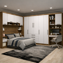 Ver imagem 1 de Guarda Roupa Modulado Casal Queen 1,58 M Canto com Escrivaninha Paris Luciane M11:branco