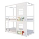 Ver imagem 2 de Beliche Montessoriano Infantil Casinha Reta com 02 Janelas Madeira Maciça Branco Megamobilia
