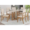 Ver imagem 2 de Mesa para Cozinha Natalí Sc70 + Tampo Madeirado Vidro Reto 160x90cm Nature-off White - Henn