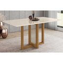 Ver imagem 1 de Mesa para Cozinha Natalí Sc70 + Tampo Madeirado Vidro Reto 160x90cm Nature-off White - Henn