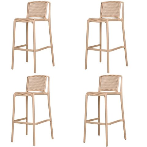 Kit 4 Banquetas Floripa Fratini 100 Cm (altura) em Polipropileno Cor Fendi