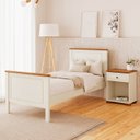 Ver imagem 1 de Conjunto Dormitório 1 Cama Solteiro 1 Mesa de Cabeceira Ananda CabeCasa MadeiraOriginals Bege/Imbuia/Offwhite