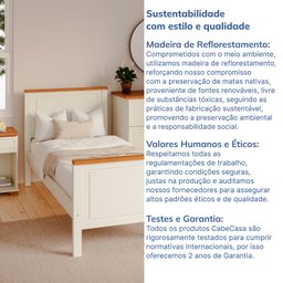 Conjunto Dormitório 1 Cama Solteiro 1 Mesa de Cabeceira 1 Cômoda Ananda CabeCasa MadeiraMadeira - 12