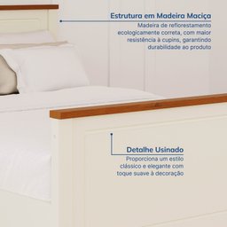 Conjunto Dormitório 1 Cama Solteiro 1 Mesa de Cabeceira 1 Cômoda Ananda CabeCasa MadeiraMadeira - 8