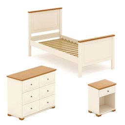 Conjunto Dormitório 1 Cama Solteiro 1 Mesa de Cabeceira 1 Cômoda Ananda CabeCasa MadeiraMadeira - 2