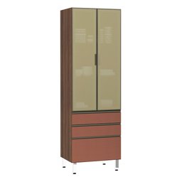 Paneleiro Torre 70cm 2 Portas Alumínio Inox Reflecta Bronze 2 Gavetas 1 Gavetão Jade Luciane Móveis - 1