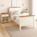 Ver imagem 1 de Conjunto Dormitório 1 Cama Solteiro 2 Mesas de Cabeceira Ananda CabeCasa MadeiraOriginals Bege/Imbuia/Offwhite