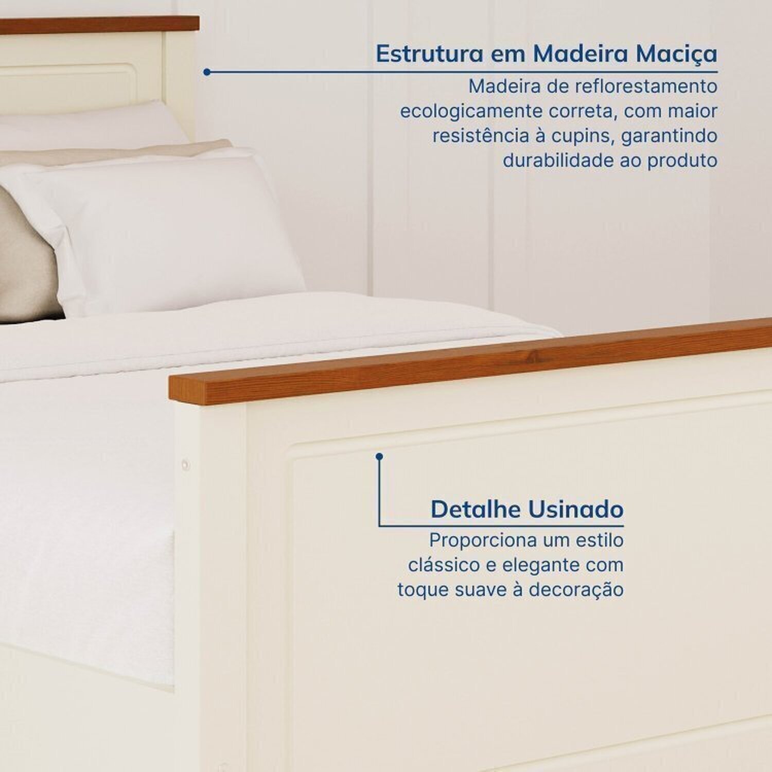 Conjunto Dormitório 1 Cama Solteiro 2 Mesas de Cabeceira Ananda Cabecasa madeiramadeira - 5