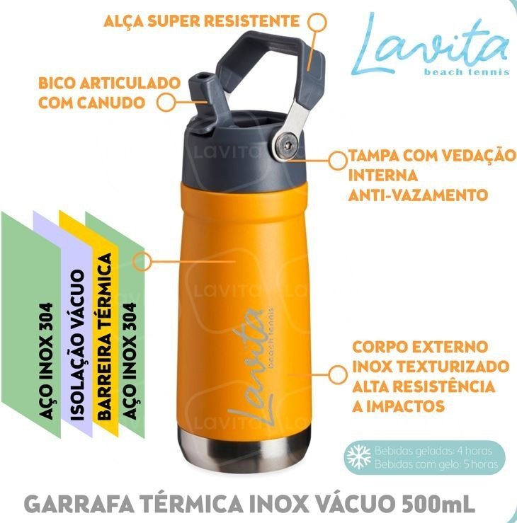 Garrafa Térmica 500 Ml Amarelo Escuro - 4