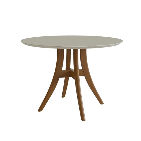 Mesa de Jantar Redonda 4 Lugares com Tampo de Vidro 109cm Ref 910 Marrom/Imbuia