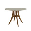 Ver imagem 1 de Mesa de Jantar Redonda 4 Lugares com Tampo de Vidro 109cm Ref 910 Marrom/Imbuia