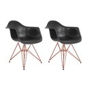Ver imagem 1 de Kit 2 Poltronas Eiffel Eames Preta com Braço Daw em Ferro Cobre