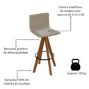 Ver imagem 5 de Banqueta Giratoria Alta 75cm com Assento e Encostos Estofados Ref 257 Marrom/Imbuia