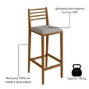 Ver imagem 5 de Banqueta Alta 75cm com Assento Estofado Ref 255 Marrom/Imbuia