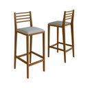 Ver imagem 4 de Banqueta Alta 75cm com Assento Estofado Ref 255 Marrom/Imbuia