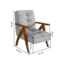 Ver imagem 3 de Poltrona Decorativa com Encosto Alto Madeira Maciça e Linho Cinza 559 61cm