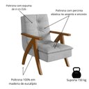 Ver imagem 4 de Poltrona Decorativa com Encosto Alto Madeira Maciça e Linho Cinza 559 61cm