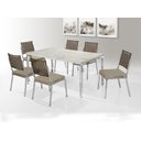 Ver imagem 1 de Conjunto Mesa Aço Cromado 1,60 m + 6 Cadeira Nobre Junco