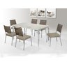 Conjunto Mesa Aço Cromado 1,60 m + 6 Cadeira Nobre Junco - 1