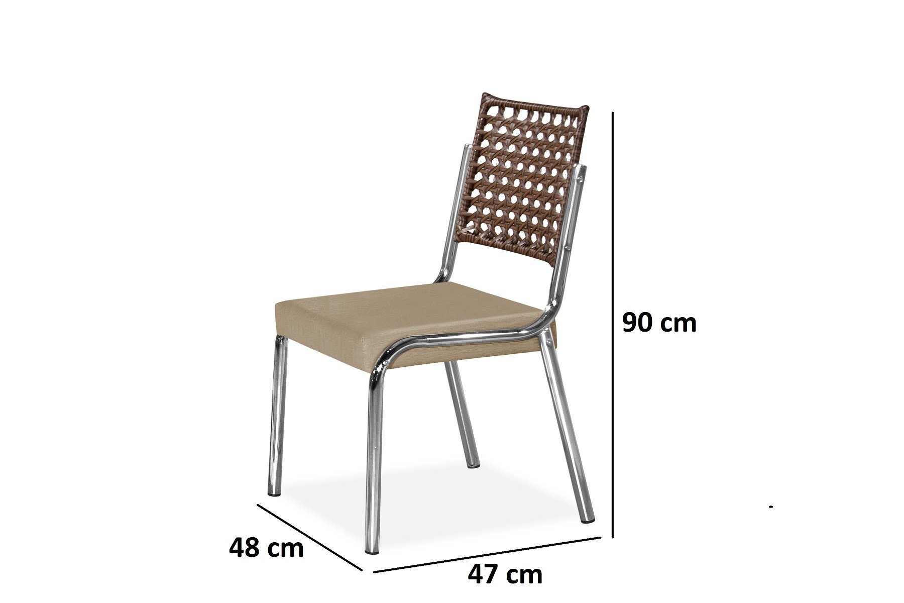Conjunto Mesa Aço Cromado 1,60 m + 6 Cadeira Nobre Junco - 2