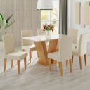 Ver imagem 1 de Mesa de Jantar 6 Lugares Las Vegas com Vidro Mel/off White/veludo Pastel - Panorama Móveis