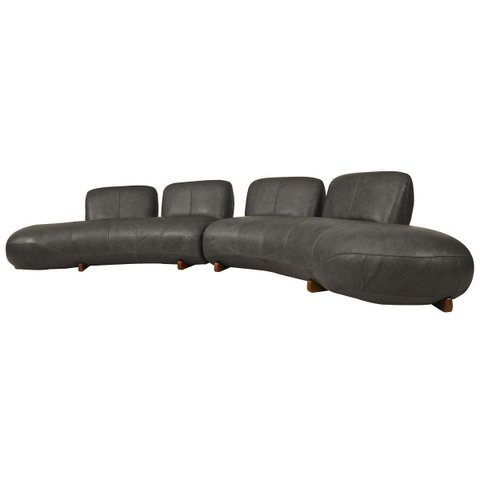 Sofá de Couro Onix Big Chaise 4,20 M Soft Charcoal - Mempra