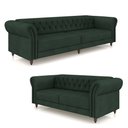 Ver imagem 2 de Conjunto de Sofá Sala de Estar Stanford Chesterfield 2 e 3 Lugares 200cm/260cm Pés Madeira Couro Ver