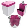 Kit 3 Peças Organizadores de Pia Cozinha Bancada C/ Lixeira - Branco/Rosa - 1