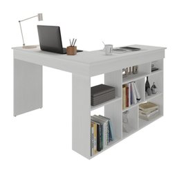 Kit 2 Peças com Escrivaninha em L e Estante para Livros Andorra Espresso Móveis - 4