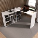 Ver imagem 7 de Conjunto de Escritório com Escrivaninha em L e Estante para Livros Andorra Yescasa Branco