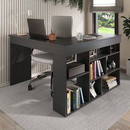 Kit 2 Peças com Escrivaninha em L e Estante para Livros Andorra Espresso Móveis - 10