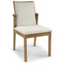 Ver imagem 1 de Cadeira de Madeira Maciça Binah Moderna Estofada Cappuccino / Linho
