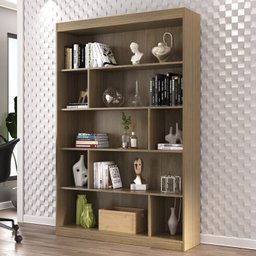 Kit 2 Peças com Escrivaninha em L e Estante para Livros Andorra Espresso Móveis - 8