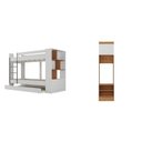Ver imagem 2 de Conjunto de Quarto Juvenil com Treliche e Sapateira Porto Yescasa Branco/Nogal