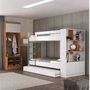 Ver imagem 1 de Conjunto de Quarto Juvenil com Treliche e Sapateira Porto Yescasa Branco/Nogal