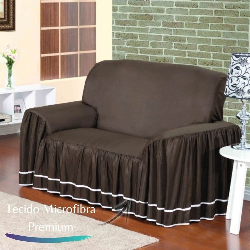 Forro de Sofa para Sala Dalila 3 Lugares Marrom Malha Exclusiva ...