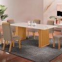 Ver imagem 1 de Conjunto Sala de Jantar Mesa Imperatriz 1,80x0,90 com 06 Cadeiras Catar Yescasa Marrom/Castanho/Capuccino/Off White