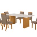 Ver imagem 2 de Conjunto Sala de Jantar Mesa Imperatriz 1,80x0,90 com 06 Cadeiras Catar Yescasa Marrom/Castanho/Capuccino/Off White