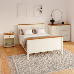 Conjunto Dormitório 1 Cama Casal 1 Mesa de Cabeceira 1 Cômoda Ananda CabeCasa MadeiraMadeira - 1