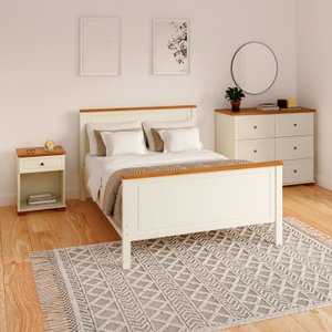 Conjunto Dormitório 1 Cama Casal 1 Mesa de Cabeceira 1 Cômoda Ananda CabeCasa MadeiraMadeira