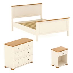 Conjunto Dormitório 1 Cama Casal 1 Mesa de Cabeceira 1 Cômoda Ananda CabeCasa MadeiraMadeira - 2