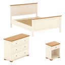 Ver imagem 2 de Conjunto Dormitório 1 Cama Casal 1 Mesa de Cabeceira 1 Cômoda Ananda CabeCasa MadeiraOriginals Bege/Imbuia/Offwhite