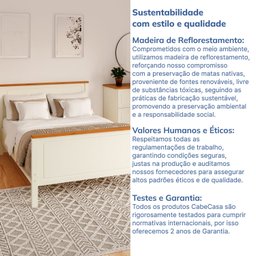 Conjunto Dormitório 1 Cama Casal 1 Mesa de Cabeceira 1 Cômoda Ananda CabeCasa MadeiraMadeira - 12