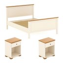 Ver imagem 4 de Conjunto Dormitório 1 Cama Casal 2 Mesas de Cabeceira Ananda CabeCasa MadeiraOriginals Bege/Imbuia/Offwhite