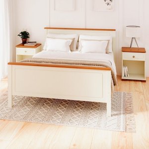 Conjunto Dormitório 1 Cama Queen 2 Mesas de Cabeceira Ananda CabeCasa MadeiraMadeira