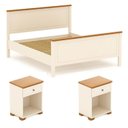 Ver imagem 4 de Conjunto Dormitório 1 Cama Queen 2 Mesas de Cabeceira Ananda CabeCasa MadeiraOriginals Bege/Imbuia/Offwhite