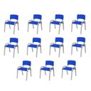 Ver imagem 1 de Kit 11 Cadeiras Infantil Iso, Escola, Base Cinza-azul